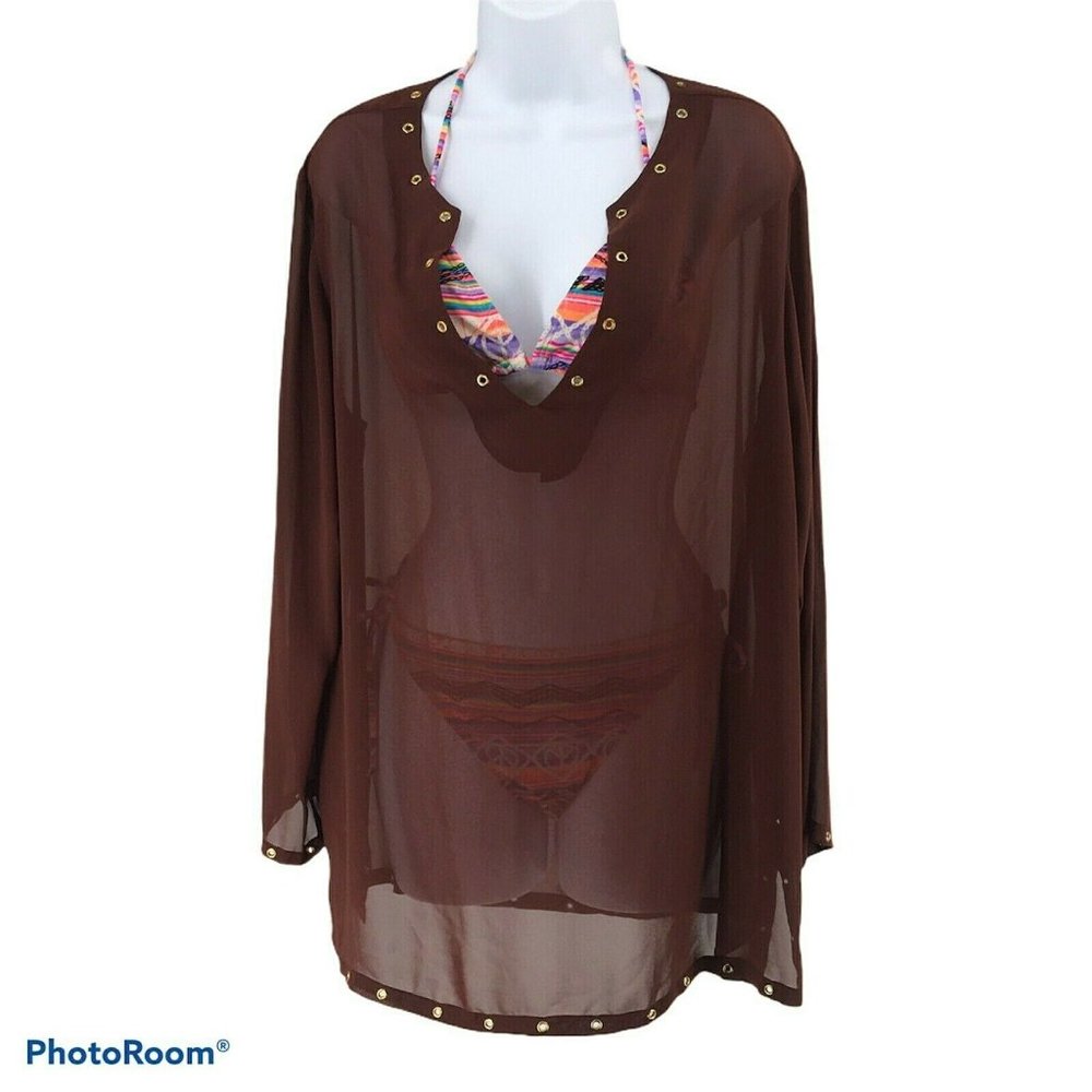 Victoria's Secret Sheer Brown Swimwear Coverup Tunic Size S